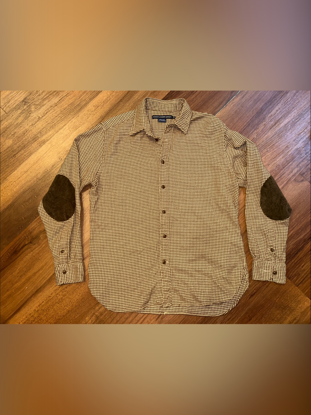 Ralph Lauren Sport Elbow Patch Equestrian Brown Houndstooth Button-Up Shirt 12